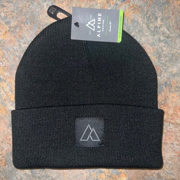 Alpine Design Black Core Patch Beanie Recycled Polyester - Picture 1 of 5